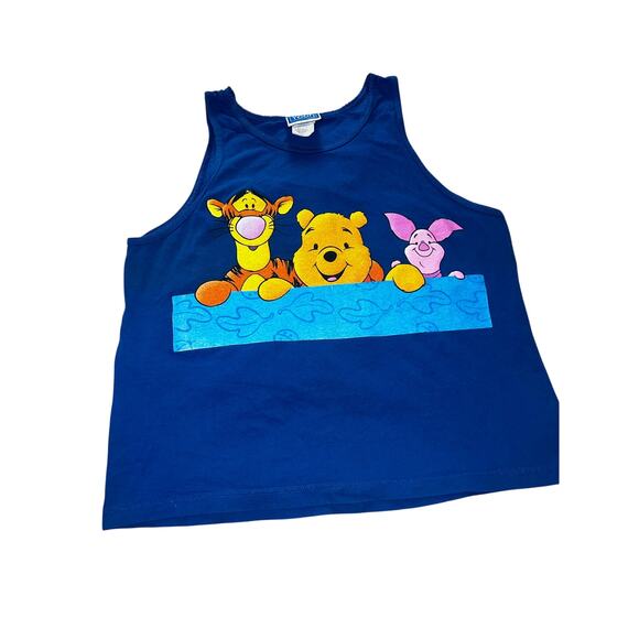 Vintage 90s Winnie the Pooh , Tiger, Piglet women's graphic blue tank top XL - Picture 1 of 6